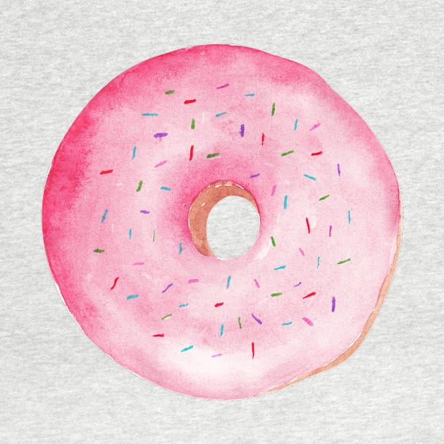 Pink Donut Watercolor By shoko by shoko